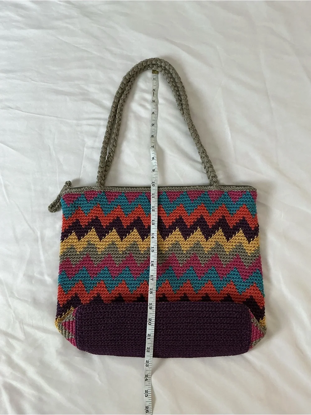The Sak Multicolor Zigzag Crochet Tote with Purple Base - Picture 5 of 15
